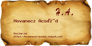 Hovanecz Acsád névjegykártya